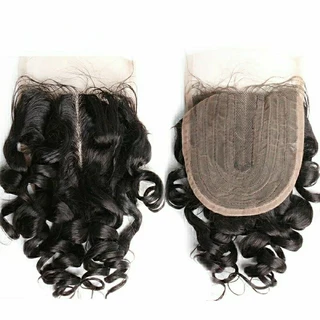 Top closure de cabelo humano cacheado castanho escuro 4x4 25cm