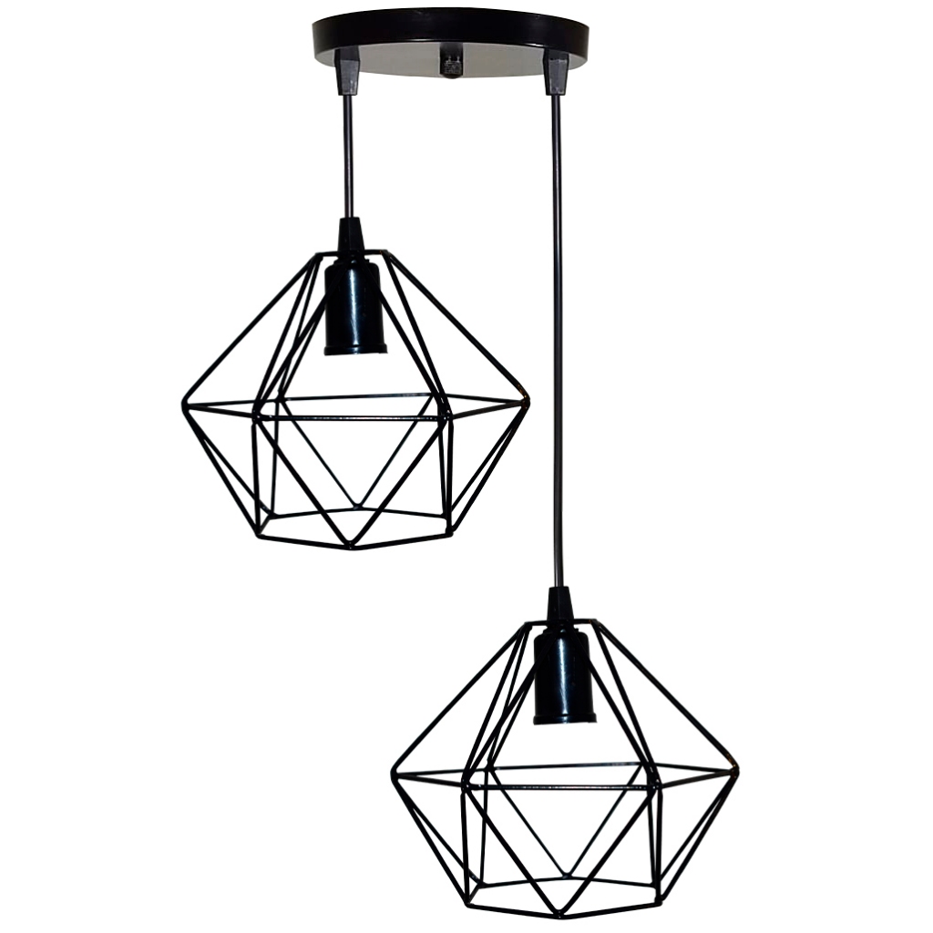 Lustre Pendente Base Dupla Diamante.