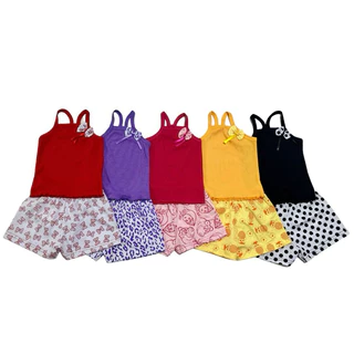 kit com 5 conjuntos top alça verão infantil menina