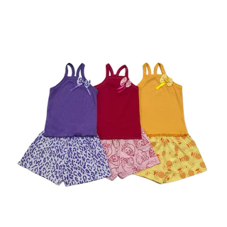 KIT com 3 conjuntos top alça verão infantil menina