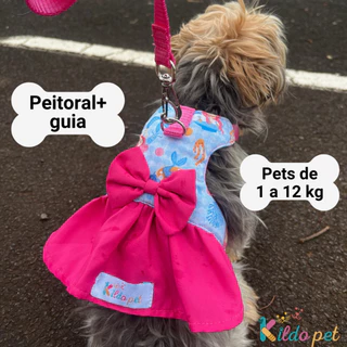 Coleira Peitoral Para Cachorro Porte Pequeno e Médio Ajustável guia: 1,20m
