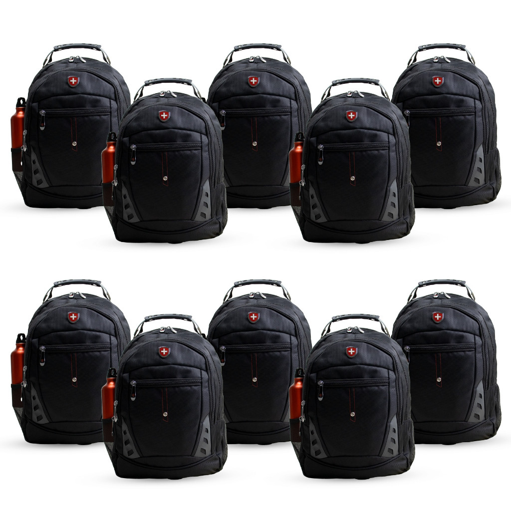 Kit 10 Mochila Reforçada Escolar para Notebook Interlagos Swiss Move Preto