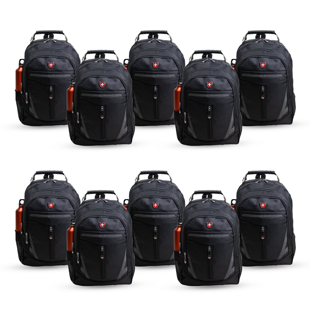 Kit 10 Mochila reforçada para Notebook Viagem Faculdade Boavista Swiss Move Preto