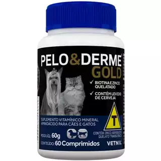 Suplemento Pelo & Derme Gold Vetnil 60 Comprimidos