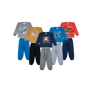 KIT 5 Conjuntos Moletom Infantil de Inverno sem Capuz para Menino