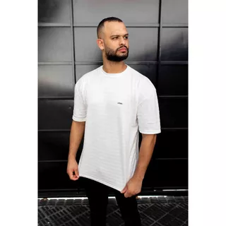 Camiseta Oversized Algodão Ombro Reforçado Casual Listra Tyler