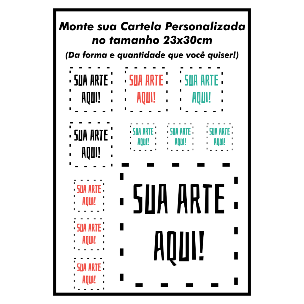 Cartela Tatuagens Temporárias Personalizadas - 23x30cm