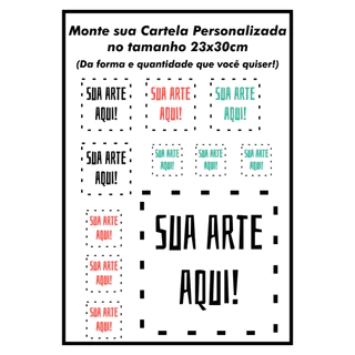 Cartela Tatuagens Temporárias Personalizadas - 23x30cm