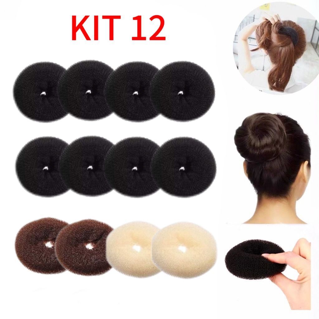 kit 12 Acessórios Para Cabelo Mulheres Rosquinha Mágica Modeladora Para Fazer Coque