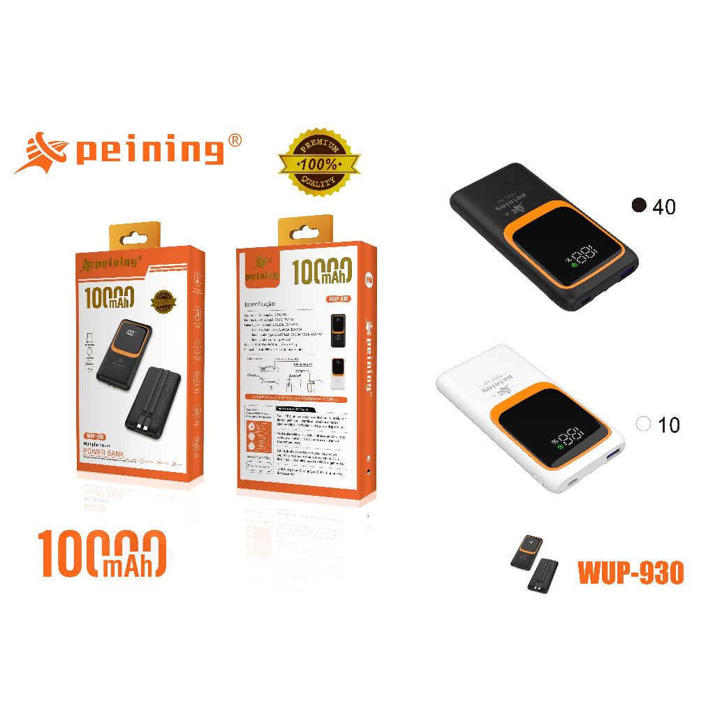 Peining Carregador Portátil Power Bank 10.000mah Universal WUP-930