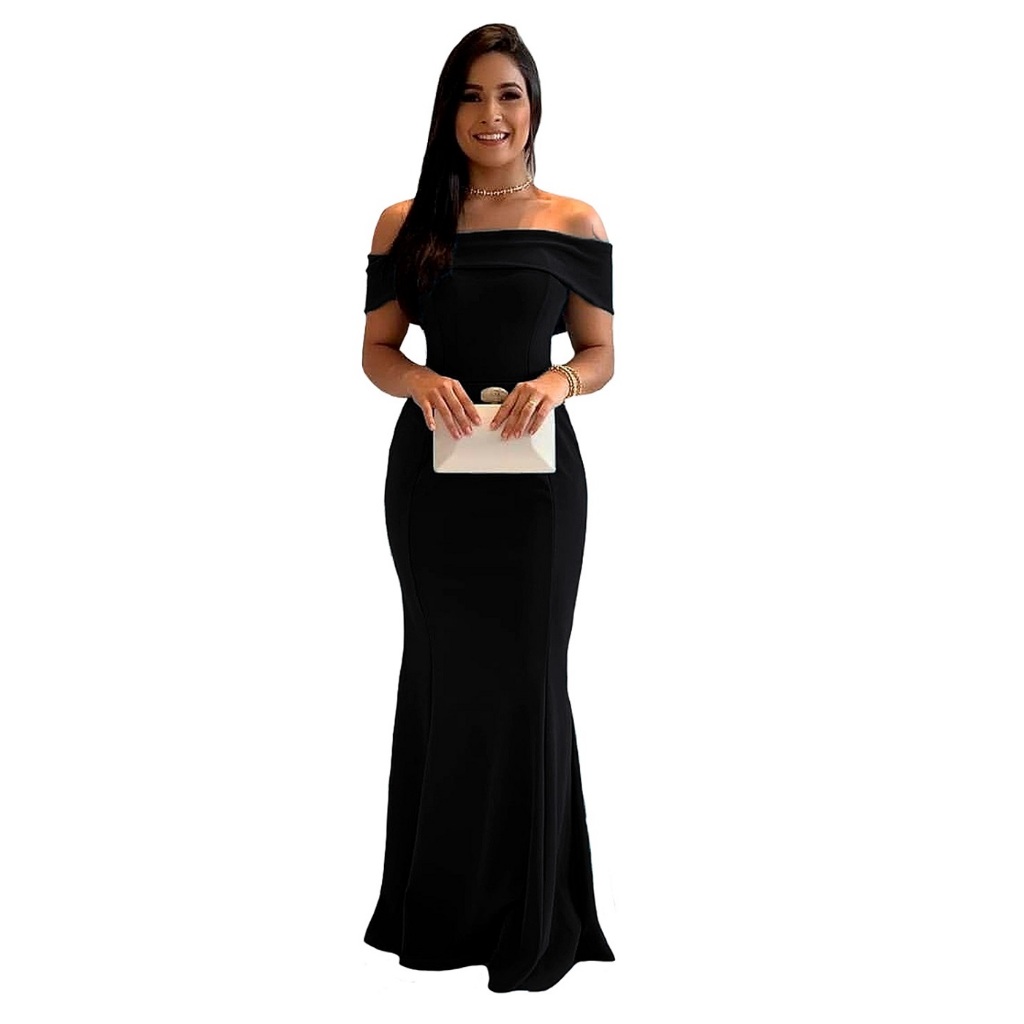 Vestido Longo Festas Moda Feminino Decote Tomara Q Caia Ciganinha com Bojos Verde Oliva, Preto, Fúcsia, Vermelho , Marsala!