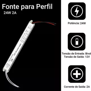 Fonte De Energia Slim 2A 12V Driver Para Fita Led Bivolt Altíssima Qualidade