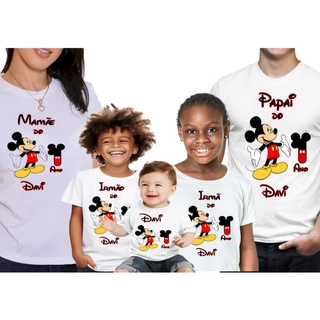 Camisetas Brancas Personalizadas Tema Mickey Para Toda Família
