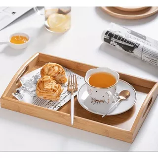 Bandeja Retangular De Bambu 46x33Cm E 40x28Cm Top Útil Com Arco Ou Reto Ou 33x22Cm Alça Reta Decorativo E Elegantes Para Servir