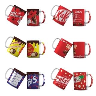 Kit De 6 Canecas De 300ml Com Tema Chocolate