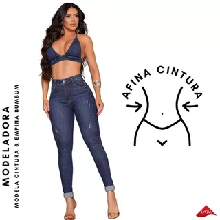 Calça Jeans Feminina Cropped Ultra Modeladora Com Modelagem Modela Cintura Empina Bumbum