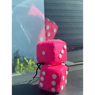 Dado Da Sorte Pelúcia Espelho Interno De Carro - Rosa