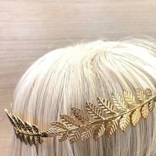 Tiara Redonda Deusa Grega Com Folhas Dourado