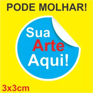 100 Unidades 3x3 cm | Etiquetas Adesivas | Adesivos Personalizados em Vinil - Redondas Prova d'água