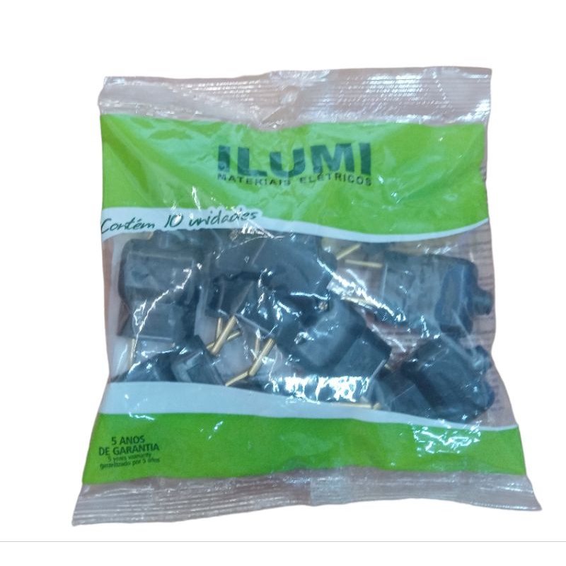 PLUG PRENSA CABO PRETO 2P 10A 250V KIT 5 UNIDADES COM CERTIFICADO ...