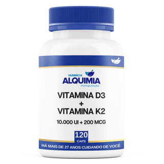 Vitamina D3 10.000 Ui - Vitamina K2MK7 200 Mcg 120 Cápsulas - Puro