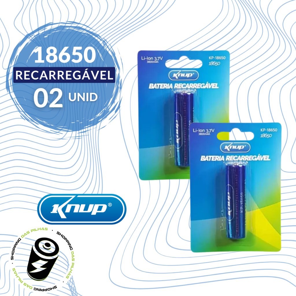 2 Baterias Pilha Recarregável 18650 3,7v 3800mah Knup Lanterna