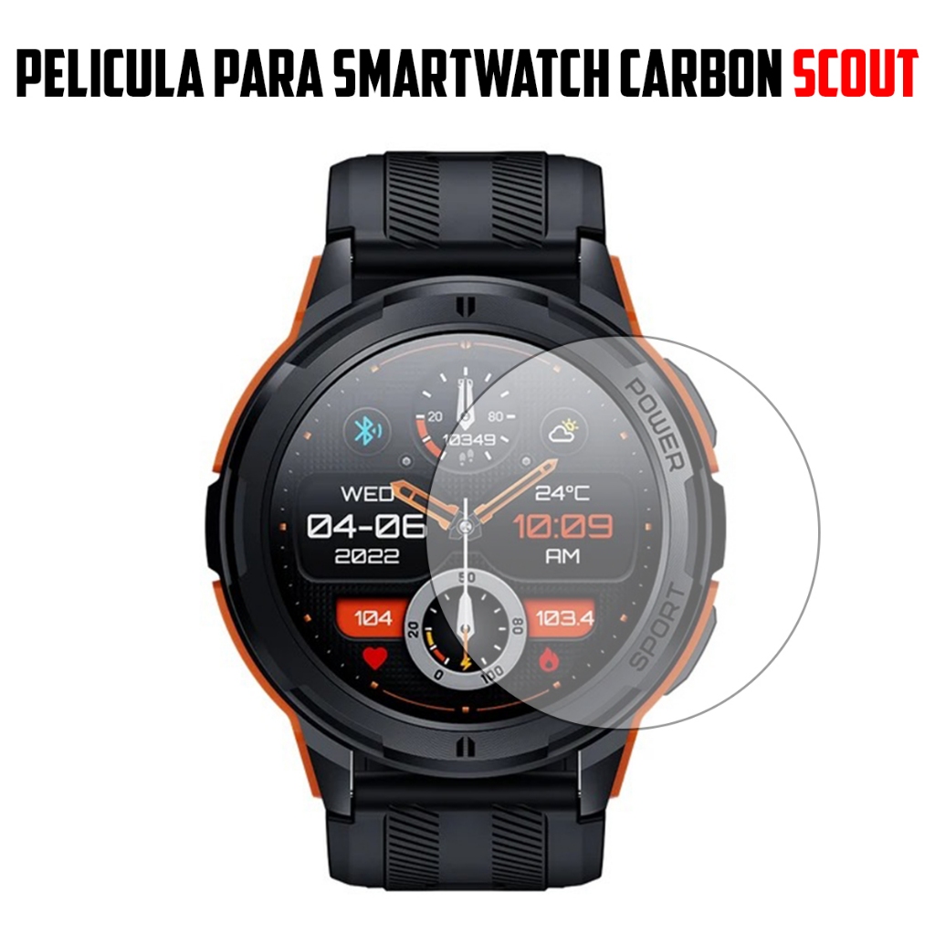 Película para Smartwatch CARBON SCOUT de vidro temperado Proteção de Tela Resistente