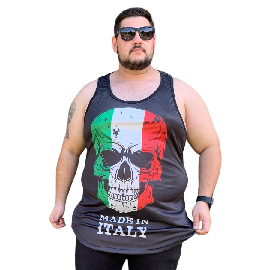 Regata Masculina Longline Cavada Academia Treino Plus Size G1 A G5
