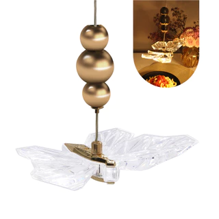 Luminária Pendente Dourado Led Borboleta Cristal Pd24