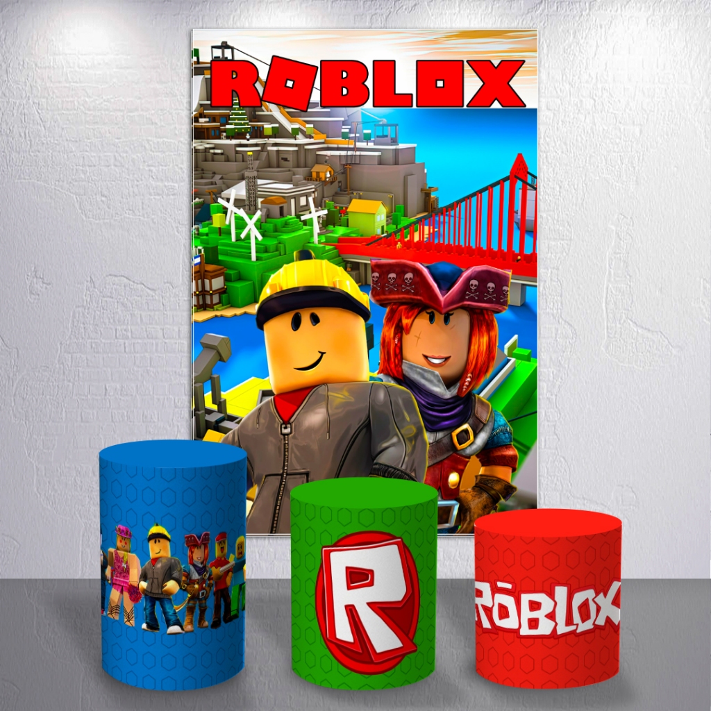 PAINEL FESTA GAME BLOX REDONDO RETANGULAR TRIO CAPAS DE CILINDRO P M G ...
