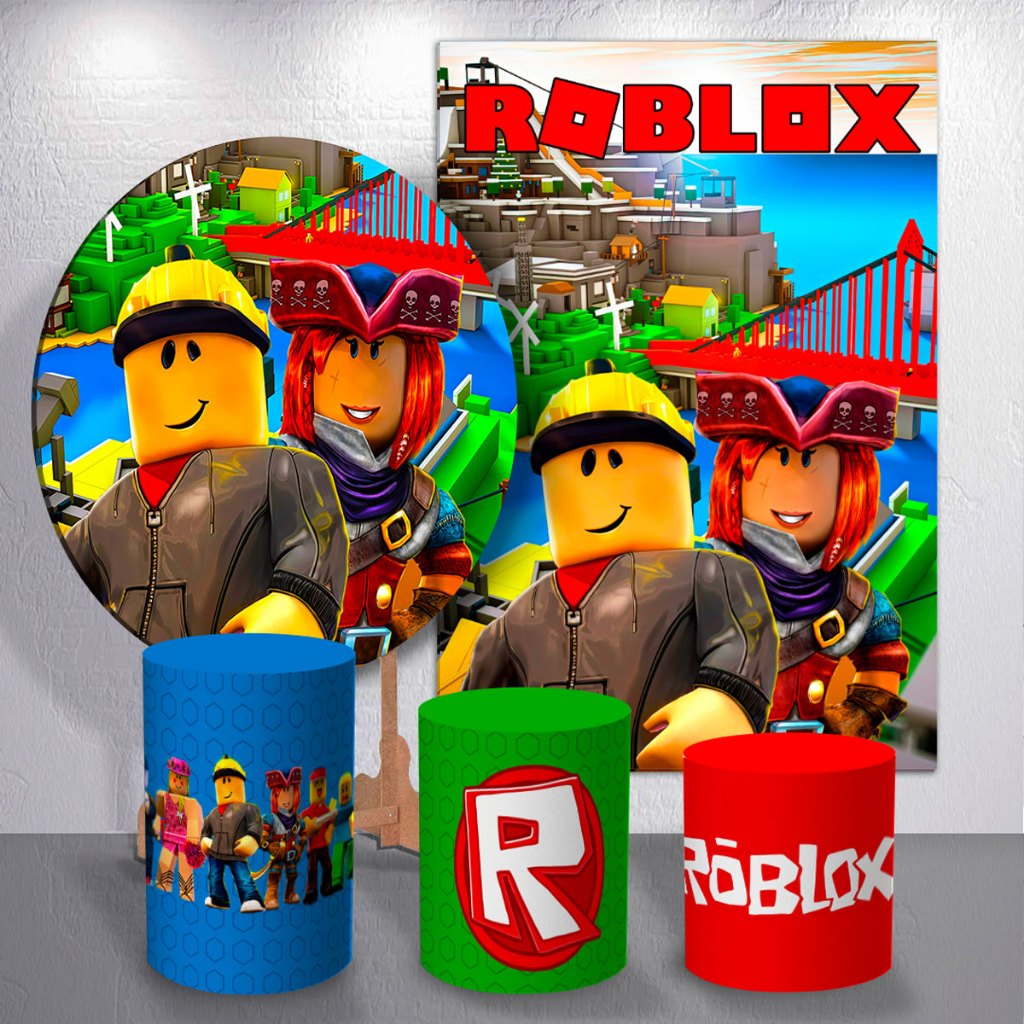 PAINEL FESTA GAME BLOX REDONDO RETANGULAR TRIO CAPAS DE CILINDRO P M G ...