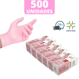 Luva Descartável Nitrílica Rosa C/500 Unidades (5 Caixas) Luva de Procedimento Descarpack Pink
