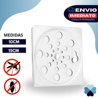 Grelha Ralo Abre e Fecha de Aço Inox para Porta Grelha de 10x10 ou 15x15 Quadrada com Fecho Overtime