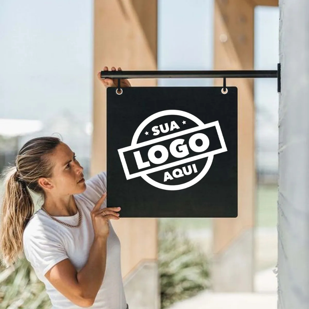 Placa Painel Fachada Loja 50x20 com seu Logotipo Frente e Verso Uso ...