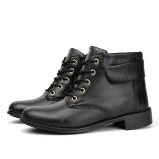 Bota Feminina Coturno Cano Curto Sintetico Sem Salto