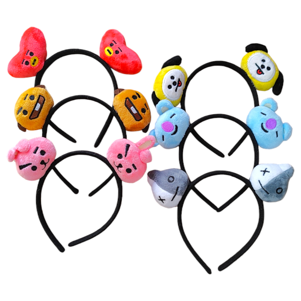 Arquinho Tiara Acessório Cabelo Personagem Bichinho Pelúcia BT21 Banda K-POP BTS para ARMY Fãs Colecionável Fashion