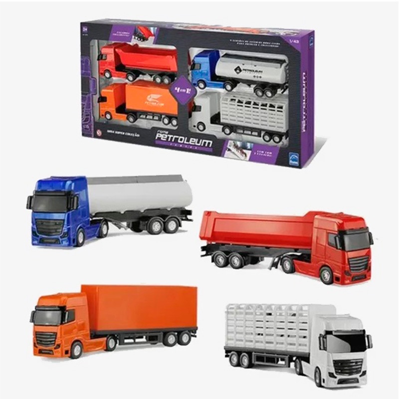 Kit 4 Caminhões Roma Petroleum Series 26 cm - Roma Brinquedos | Shopee ...