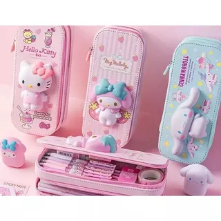 Estojo 3D Squishy mini mochila Sanrio Kawaii Cinnamoroll Hello Kitty Estojo De Lápis Para Estudantes Menina Papelaria