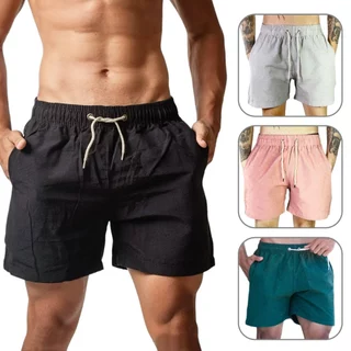 Shorts em Linho Masculino Premium Mauricinho a cima do Joelho Fio Tinto Brim Social Casual Moda Praia verão Super Fresquinho
