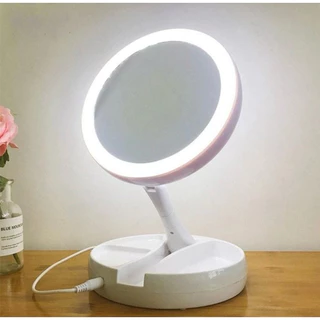 Espelho com Led De Mesa Com Aumento 10x Led luz Dobravel Para Maquiagem Pronta Entrega