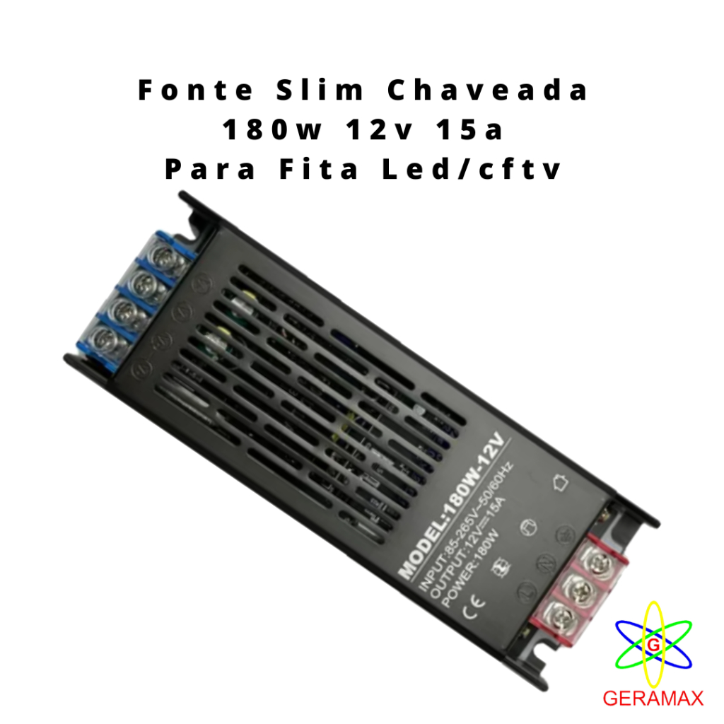 FONTE - 12V - 180W 15A - CHAVEADA - ATOP