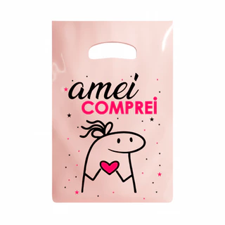 50 sacolas plásticas personalizadas alça vazada ou boca de palhaço com frases