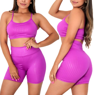 Conjunto Academia Feminino Top Academia com Bojo Removível e Short Academia Fitness 3D