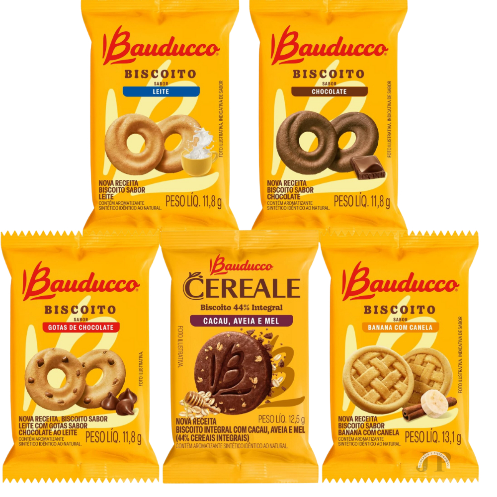 105 Biscoitos Bauducco Sabores sortidos em Sachês Individuais