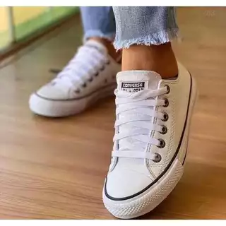Tenis feminino all star retro casual sapatenis Chuck Taylor Cano Baixo Couro 092