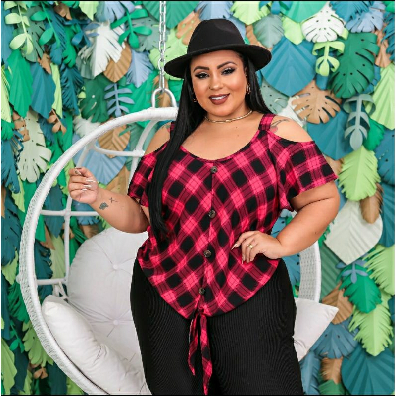 BLUSA CIGANA AMARRAR XADREZ PLUS SIZE Shopee Brasil
