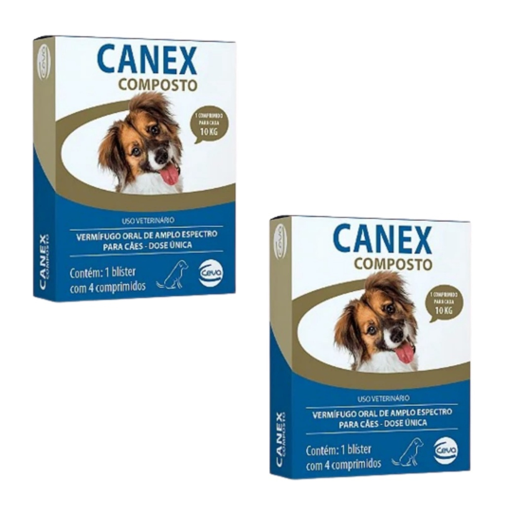 Vermifugo Canex Composto 10 Kg - 8 Comprimidos (2 Caixas) | Shopee Brasil