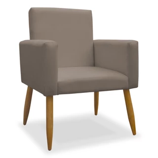 Poltrona Nina Suede Bege Escuro - Leal Decorados