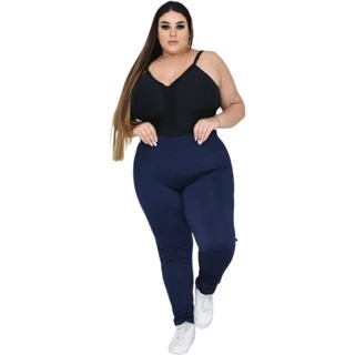 Calça Legging Plus Size Leg Suplex Grossa Zero Transparência Costura Reforçada Cintura Alta