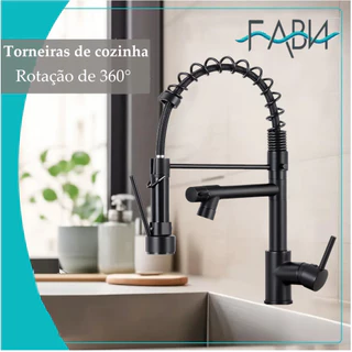 Torneira Cozinha Gourmet Monocomando Com Spray Extensor-preto FABN